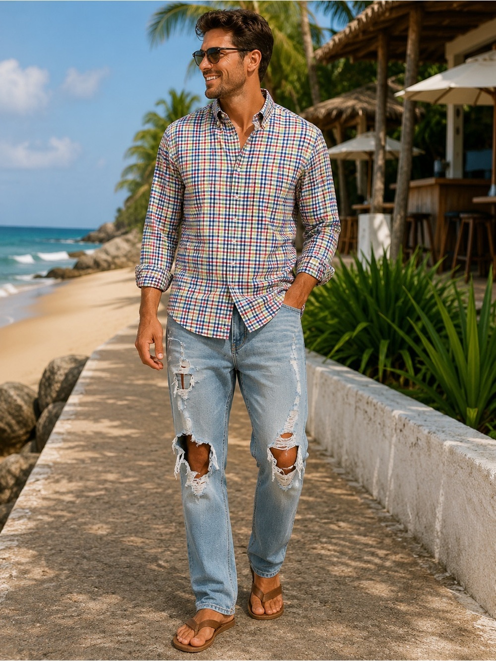 Intentionally distressed men’s Hollister jeans